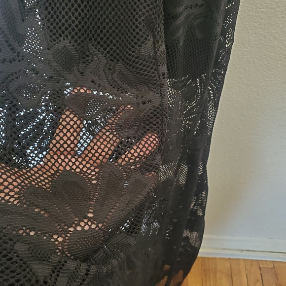 Charlotte Russe Dress Lace Bohemian  Black Floral Maxi Dress Size M - Picture 10 of 13